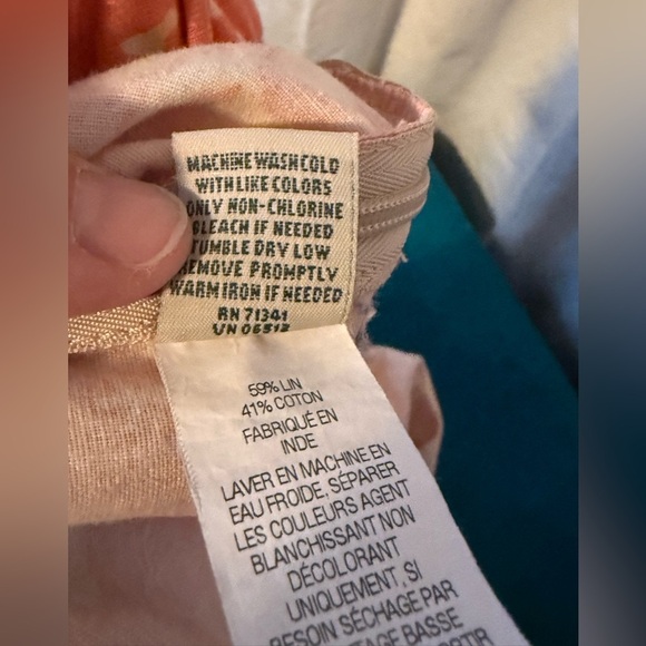 L.L. Bean Classic Fit Linen/Cotton Blend Knit Mini Skirt Womens Sz S Orange/Wht - Picture 6 of 6